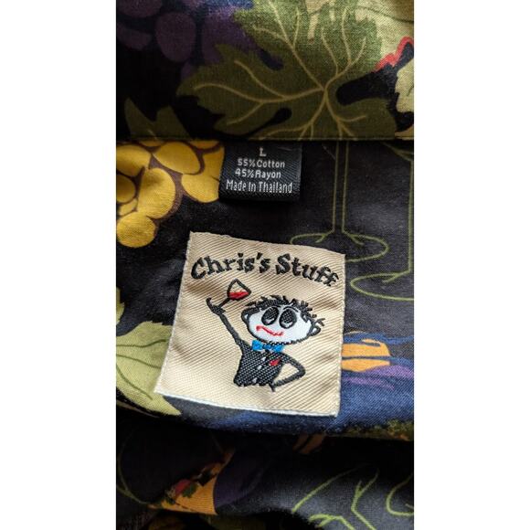 Chris’s Stuff Mens Button Down Short Sleeve Shirt Sz L Grape Wine Vineyard Italy - Picture 4 of 5